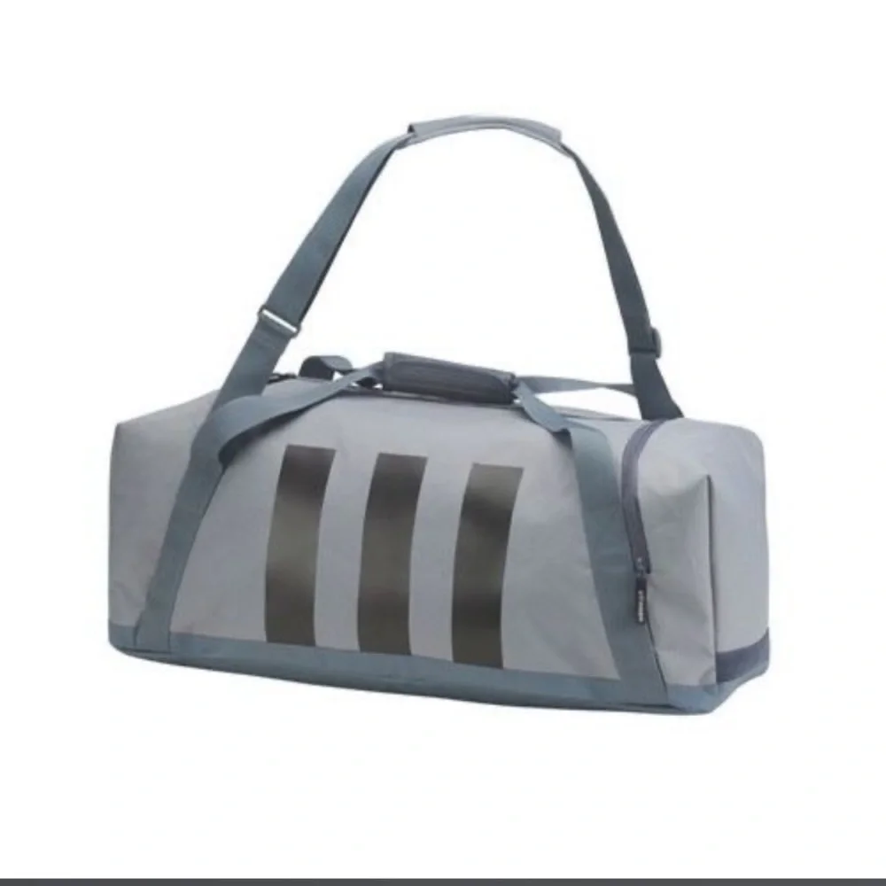 NEW Adidas Golf grey three stripe heavy duty large duffel bag weekender